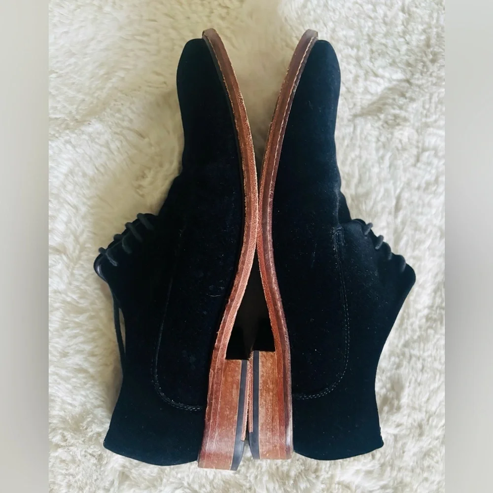 Ted Baker London 'Nierro' Plain Toe Derby Black Velvet Lace Up Loafer Size: 7.5